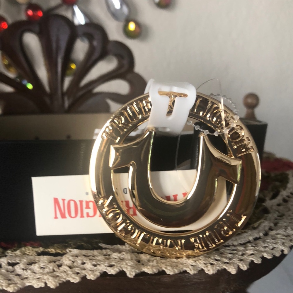 NWT True Religion Black Belt w/ Goldtone Horseshoe Buckle